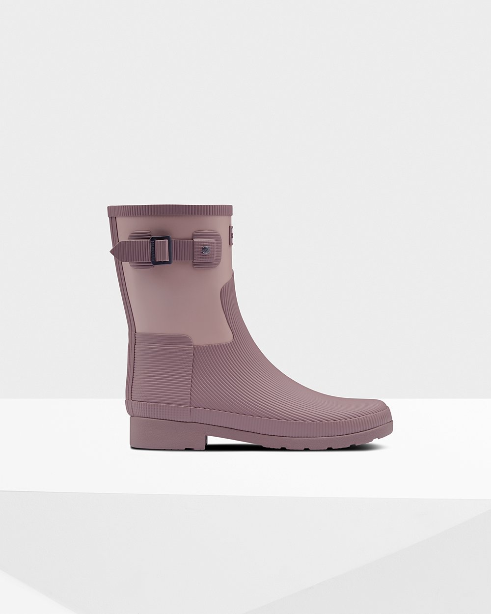 Women Hunter Refined Texture Block Slim Fit | Short Rain Boots Pink/Purple | NZ-28561-ACYE